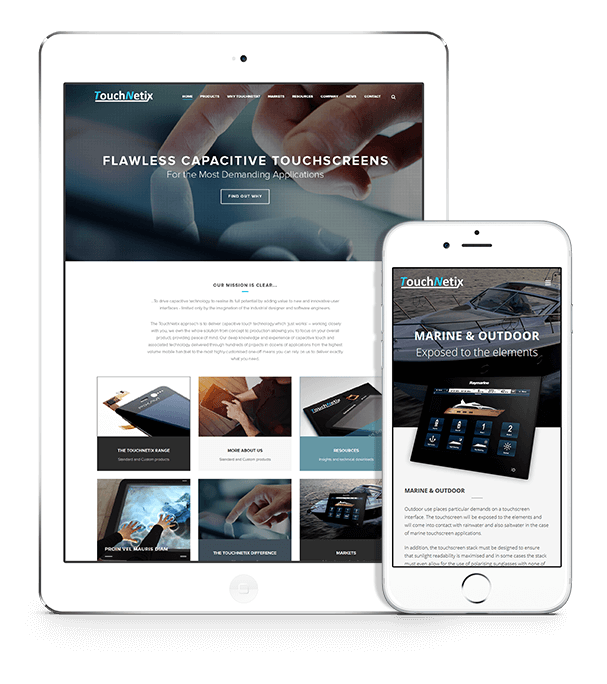 Touchnetix responsive site on tablet and smartphone