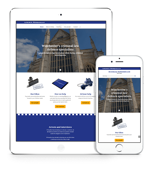 Penfold & McPherson interactive site on tablet and smartphone